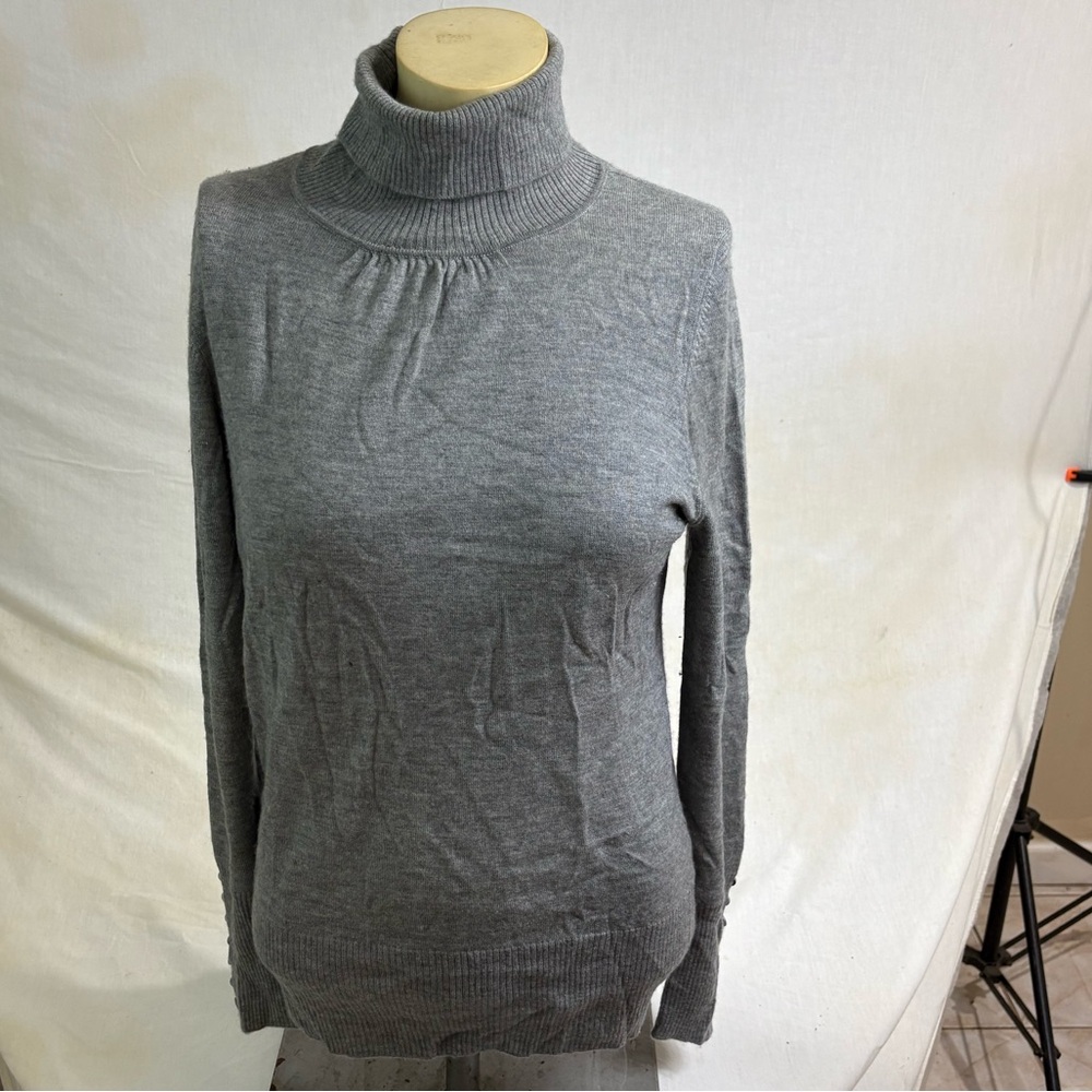 CLASSIQUES ENTIER Gray  100% cashmere turtleneck sweater~ Medium